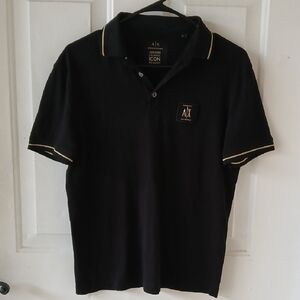 Armani Exchange Black Polo with Gold Trim